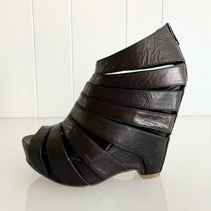 Ash Lotus Leather Strappy Wedge Heels